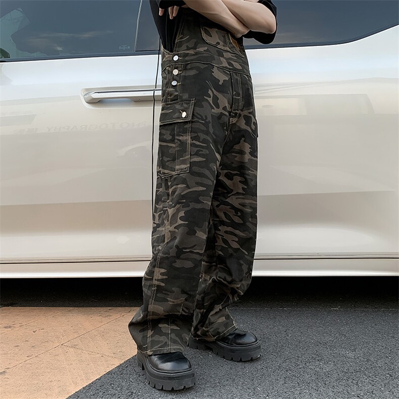 美式潮牌迷彩牛仔裤男女春秋季直筒工装裤背带裤N0614-P73,男装牛仔裤,星座308B-2