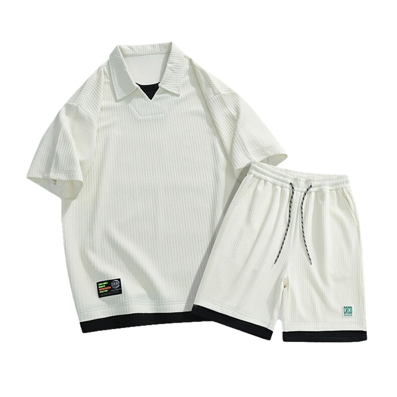 套装夏季潮牌痞帅宽松拼接短袖衬衫短裤休闲两件套A436-T09-P65,男装衬衫,电商A436
