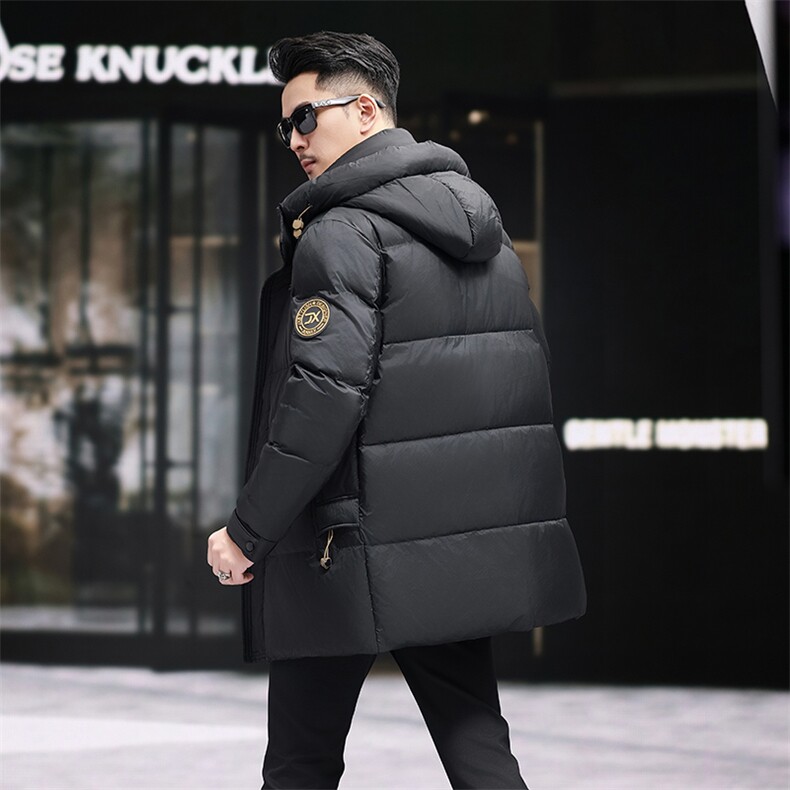 90%白鸭绒中青年羽绒服大衣男长款中年面包服羽绒服外套大衣,男装羽绒服,钱塘723