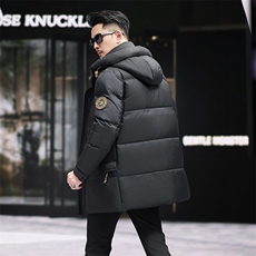 90%白鸭绒中青年羽绒服大衣男长款中年面包服羽绒服外套大衣，男装羽绒服，钱塘723