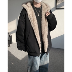 美式座山雕加绒加厚棉服男冬宽松连帽毛领棉衣外套MY18001，男装棉衣，电商B312