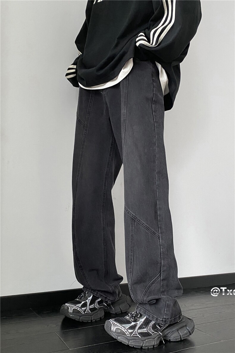 抖音品质美式高街INS潮流直筒微喇牛仔裤B315-K23472-p60控78,男装牛仔裤,电商B315