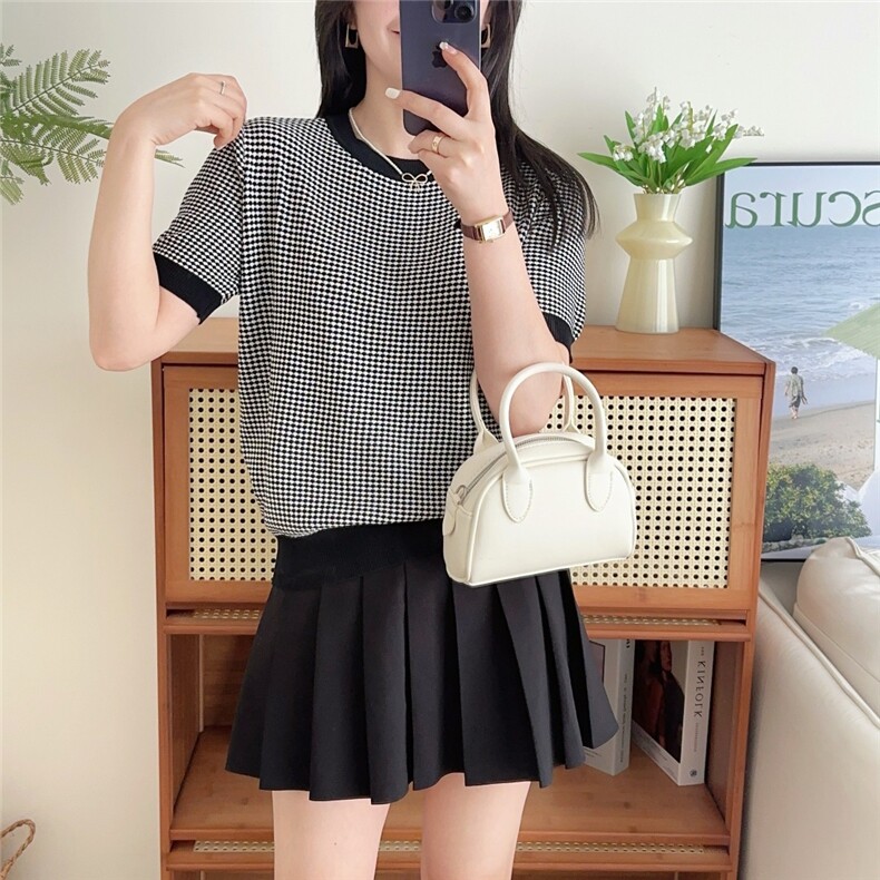 短袖女宽松高品质T恤衫半袖针织打底衫,女装T恤,九嘉羊绒