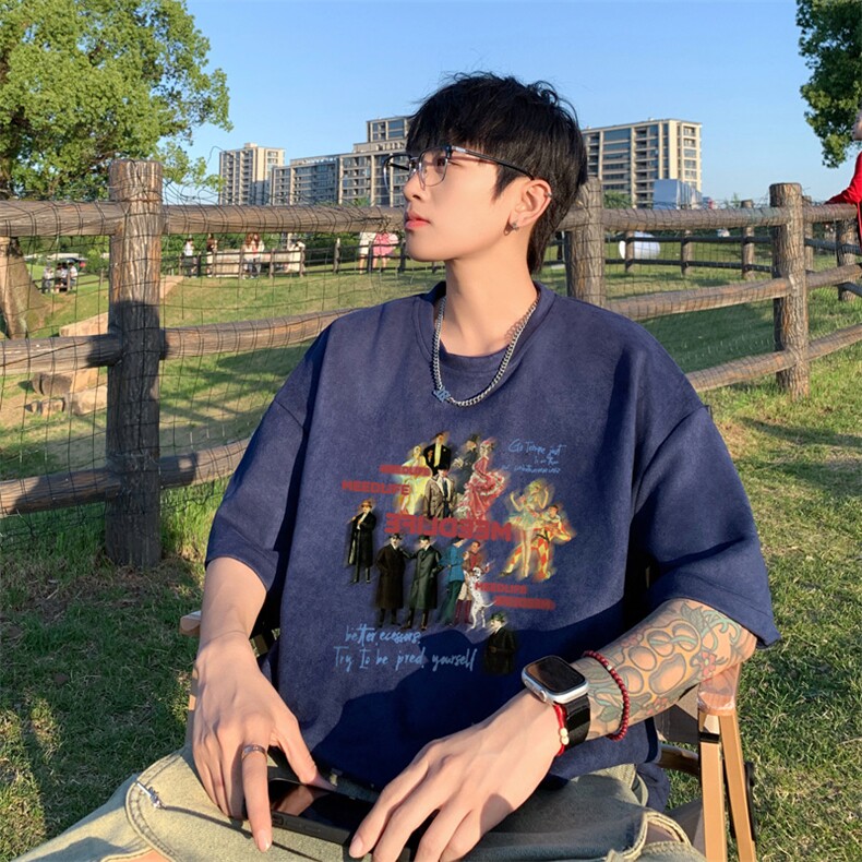 量大优供视频重磅麂皮绒短袖t恤男JT537-特p19,男装T恤,电商B371