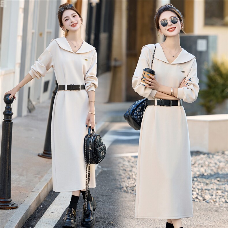 大量现货主推！！！2026年春季新款舒适减龄时尚大翻领针织连衣裙，女装连衣裙，奕薇雅