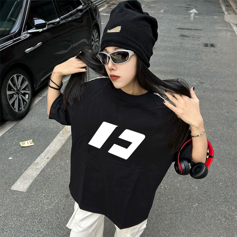 抖音得物高品质二开240克宽松纯棉美式潮牌三条杠织带短袖T恤,男装T恤,电商A486