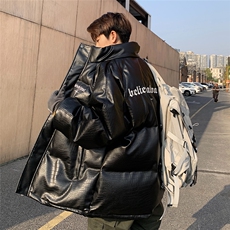 EQ345美式绣花PU皮棉衣冬季加厚保暖外套男潮流棉服2024新款，男装棉衣，电商C306-1