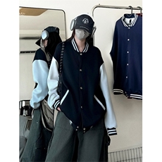 抖音得物高品质重磅全棉二开360克立领棒球服开衫卫衣外套CM12，男装卫衣，电商A486