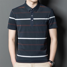 百搭时尚polo男士短袖上衣条纹夏季宽松中年潮流T恤HM8307-P63，男装Polo衫，星座1105-3