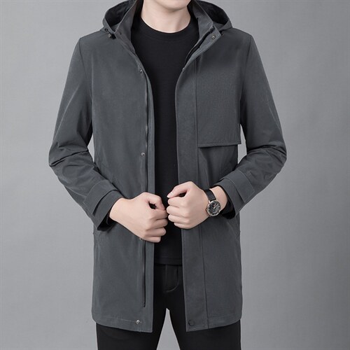 时尚可拆卸帽外套新款冬装风衣休闲中年男士长风衣ASD52112-P300,男装风衣,电商B212（原钱塘6029）