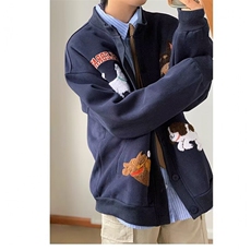 秋款男立领开衫单排扣卫衣动物字母刺绣宽松外套夹克衫WY0230P58，男装夹克，星座1013-1