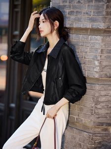 甜酷炸街气质感休闲皮衣外套女2025秋季新款独特设计机车服皮夹克图片