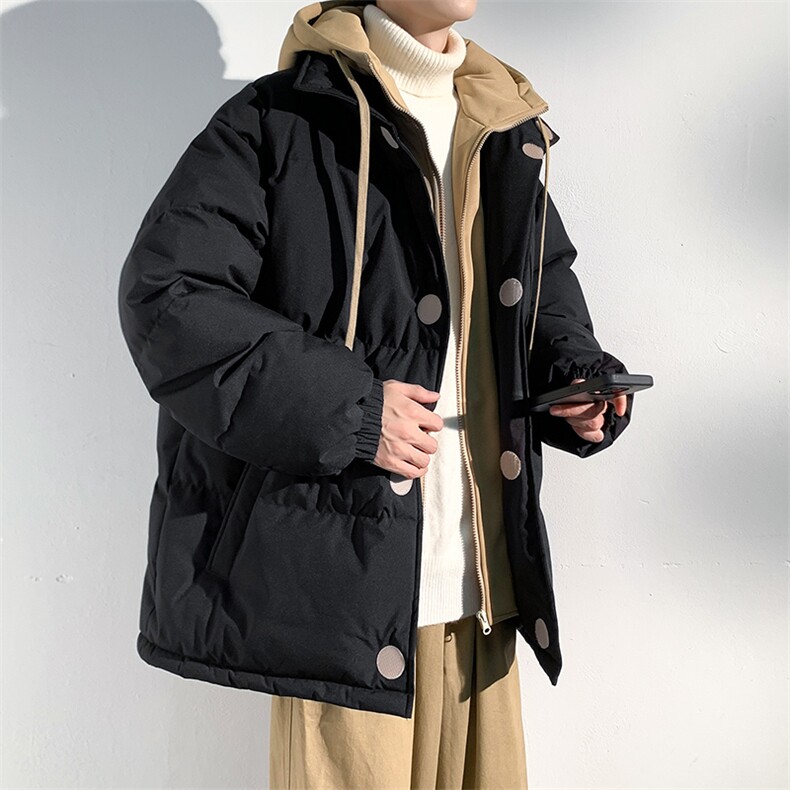 冬季青少年连帽假两件外套加绒加厚休闲简约棉衣棉服5303-P85,男装棉衣,电商B306
