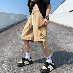 休闲工装短裤男夏季日系宽松青春系带五分裤K226-P28图片