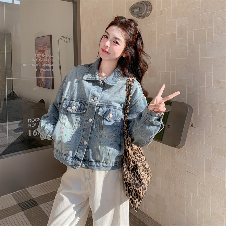 2026春款xian货涂鸦牛仔短外套2C090-9064-P135-k208,女装短外套,2C090