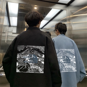 电商DSA028-JKBV466 P45 春季新款印花港风立领夹克休闲外套男图片