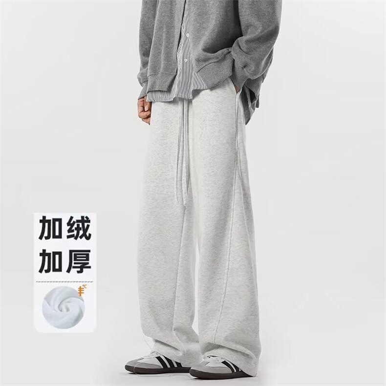 GENIOLAMODE美式弯刀休闲裤男士秋季2025新款宽松直筒青少年卫裤图片
