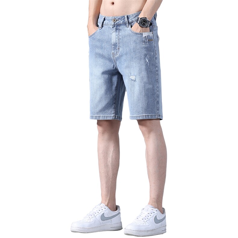 牛仔短裤男夏季薄款宽松弹力中裤直筒休闲五分裤子男士马裤,男装牛仔裤,星座410-7