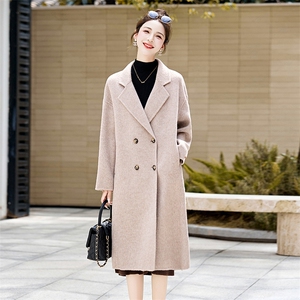 灰色双面羊绒大衣女中长款2023秋冬新款时尚气质通勤西装毛呢外套图片