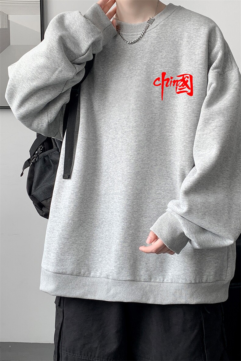 圆领卫衣男大码加厚加绒长袖t恤男S6276-P28加绒款-P33,男装卫衣,电商A040