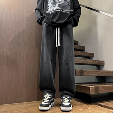 港风秋冬重工绣花华棉拖地裤宽松休闲长裤男K23315-P55，男装休闲裤，星座717