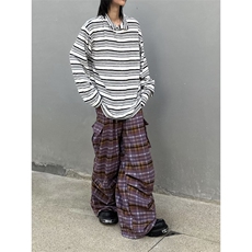 C316T9945P58秋装新款条纹撞色长袖T恤彩条tee时尚领子设计，男装T恤，电商C316