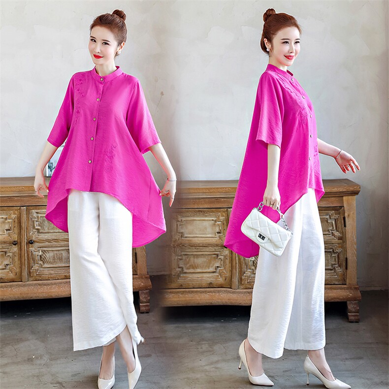 时尚气质百搭优雅2021年夏季宽松阔腿裤两件套，女装套装/套裙，众宇琦