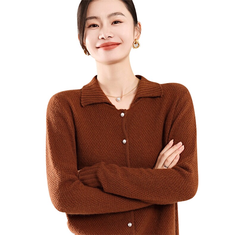 35%羊绒衫秋冬季新款舒适时尚百搭女式宽松长袖羊绒开衫,女装羊绒衫,琳尚羊绒