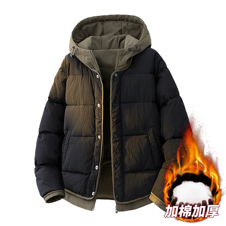 3D男女冬季加绒加厚假两件连帽保暖棉服大衣A406MY829P108,男装棉衣,星座309（原A406）