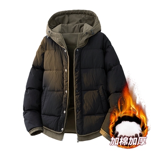 3D男女冬季加绒加厚假两件连帽保暖棉服大衣A406 MY829 P108图片
