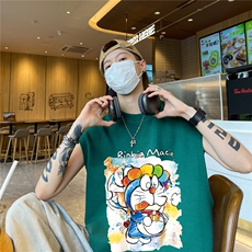 华夫格背心直播高品质重磅220克哆啦a梦印花HB755-P25控38，男装背心/马甲，星座508（原C305）