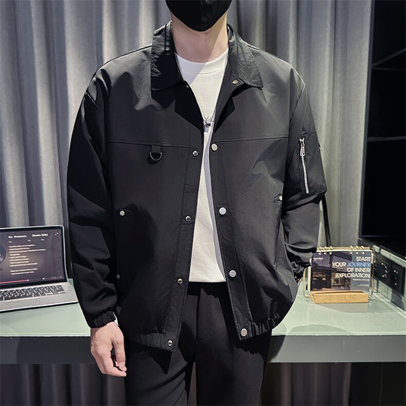 新款社会小伙秋冬男时尚工装夹克男店主外套JK802-P78控128黑色,男装夹克,星座301B-1