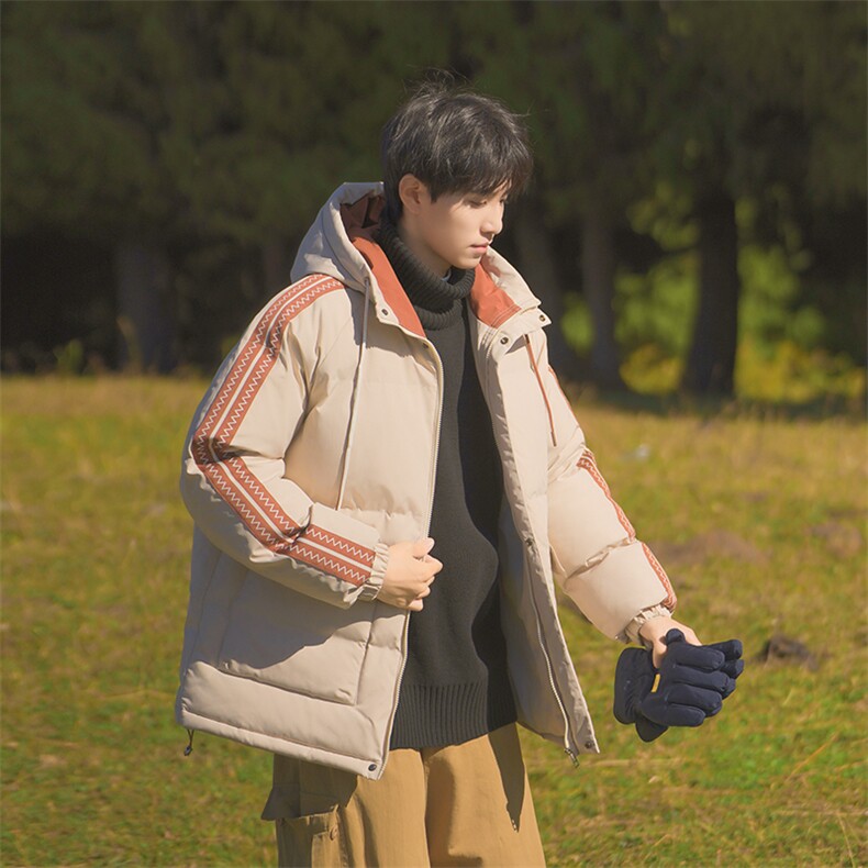 港风潮牌新款织带连帽棉服潮流保暖棉衣M086-P95控139图片