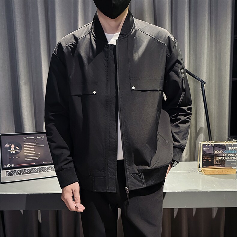 新款社会小伙秋装男时尚工装夹克男店主外套JK801-P78控128灰色,男装夹克,星座301B-1