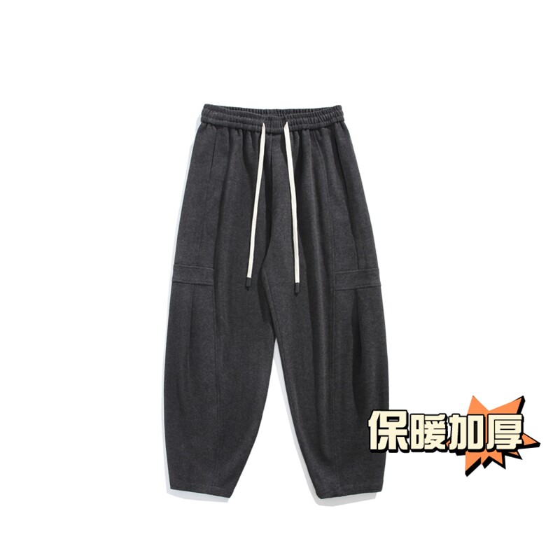 白底平铺冬季加厚抗起球呢料哈伦裤宽松大码休闲萝卜裤男873-P65,男装休闲裤,电商C305A