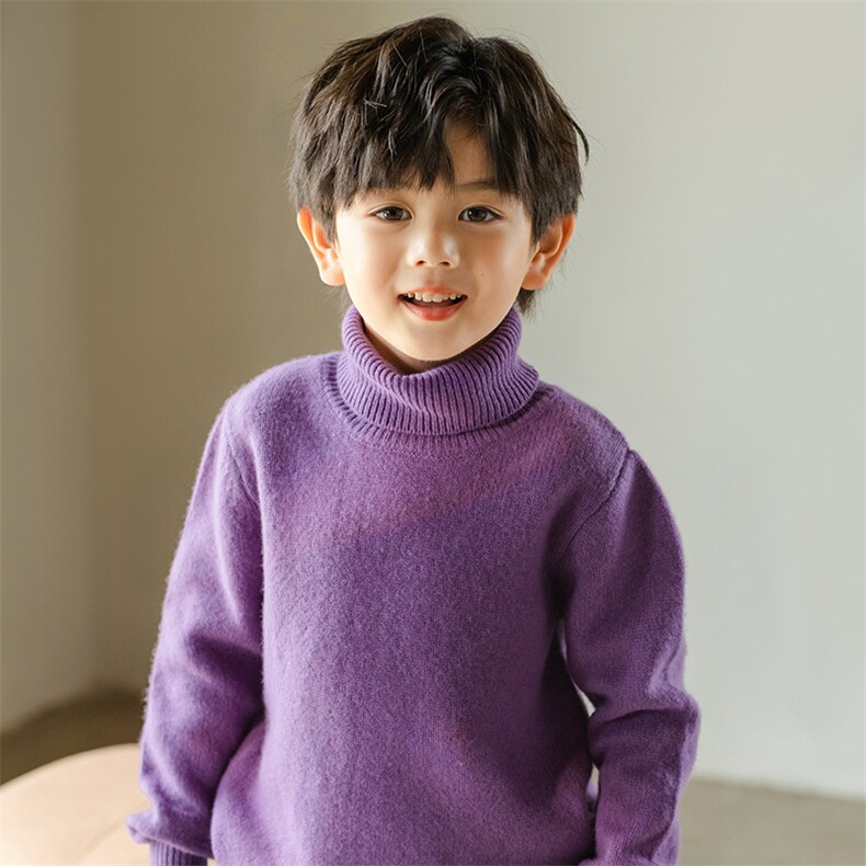 高端7针加厚保暖高领儿童羊绒衫男女童软糯针织打底100纯羊毛毛衣，童装儿童羊毛衫，暖钟情羊绒