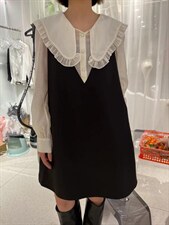 新款甜美气质荷叶边假两件连衣裙，女装连衣裙，L·H·X