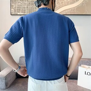 男秋松百搭情侣短袖针织衫包芯纱早秋打底衫半袖衣服M3302P44图片