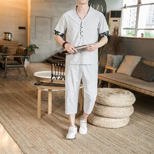 2021夏季中国风短袖休闲套装男青年大码两件套QT6005-TZ06-P65图片