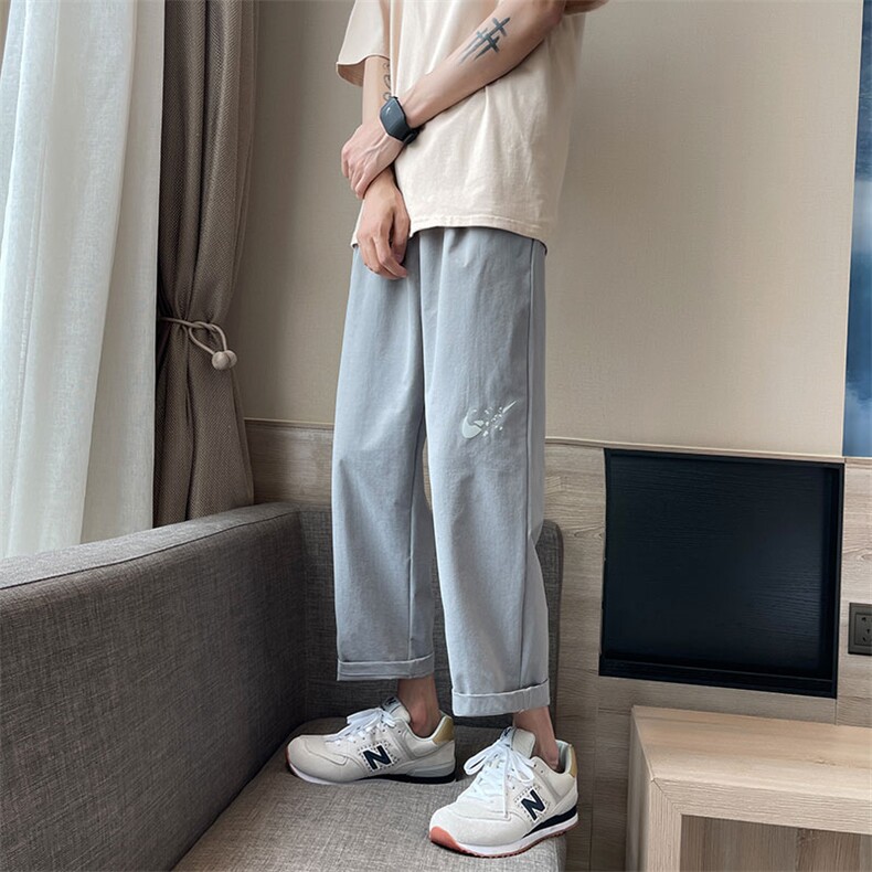 休闲裤男夏季新款港风宽松冰丝九分裤K161-P29,男装休闲裤,星座214-3