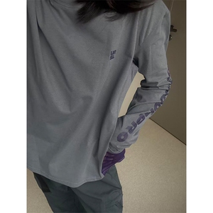高品户外运动休闲长袖T恤速干拼接字母骑行服打底衫男女A1182-P55图片