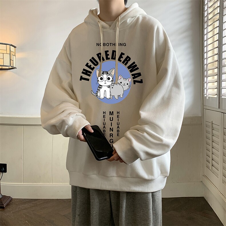 纯棉连帽卫衣男大码运动帽衫宽松薄WY2160-P35加绒款-P40,男装卫衣,电商A040