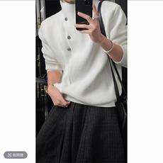 抖音原版800克高密度品质高领纽扣针织毛衣男潮MY009-P85(网图），男装针织衫/毛衣，电商B267