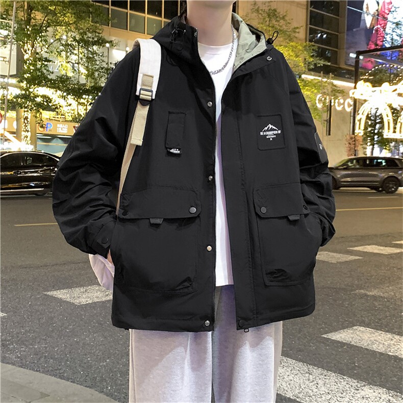 外套男潮牌连帽夹克2026新款秋季帅气工装冲锋衣A436-W105-P68,男装夹克,电商A436