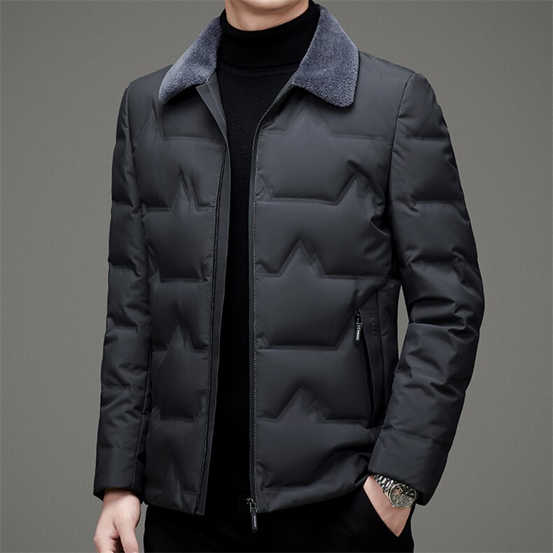 DZ1F17钱塘2020-3冬季厚款商务休闲翻领中年男士羽绒服P195,男装羽绒服,钱塘207-3