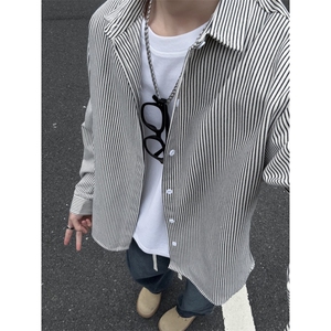 美式ins高街暗黑宽松条纹长袖衬衫SY2540-S-3XL-特P35图片