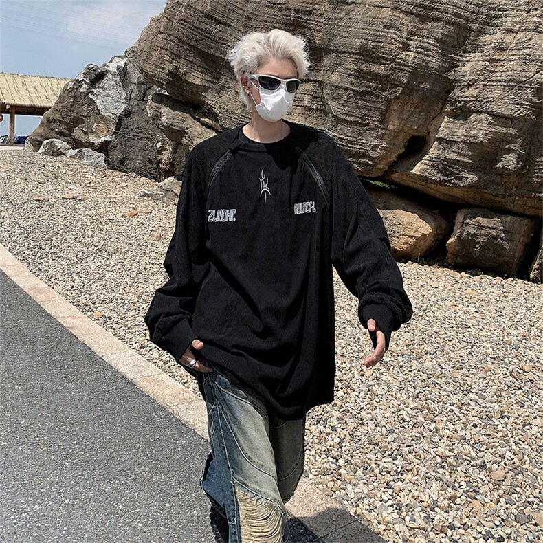 秋款男圆领套头卫衣灯芯绒开叉拉链字母刺绣休闲外套WY7100P55,男装卫衣,星座1013-1