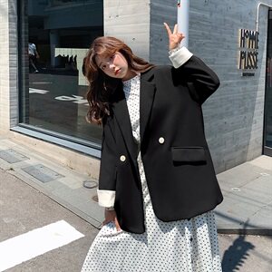   跑量 2色！19新款廓形宽松撞色小西装8218-1961图片