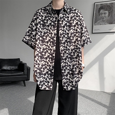 8XL-M花衬衫男短袖夏季薄款冰丝半袖宽松大码休闲外套DC28008P38，男装T恤，电商B312