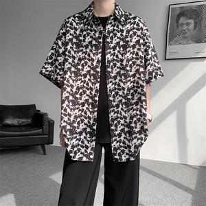 8XL-M花衬衫男短袖夏季薄款冰丝半袖宽松大码休闲外套DC28008P38图片